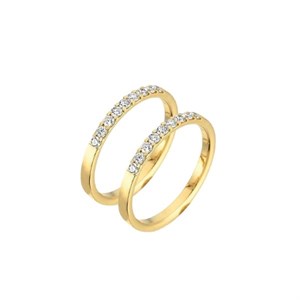 Nuran - Alliance-vielsesringe i 14kt. guld m. 0,18ct. i hver ring