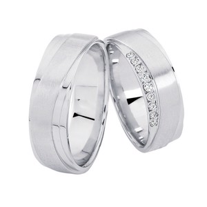 NURAN - Vielsesringe i 14kt. hvidguld m. 0,12ct. brillanter