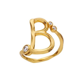 Alfabet ring i forgyldt sølv med bogstavet A fra Maanesten