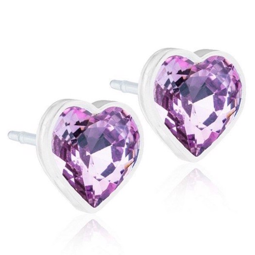 Billede af Blomdahl - Øreringe Heart Light Amethyst Ø6 mm