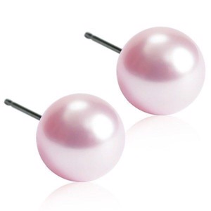 Blomdahl - Titanium ørering med lyserøde krystalperle Ø6-8 mm 15-1233-64