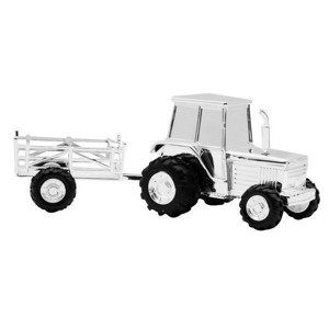 Traktor med vogn sparebøsse - Sølvplet - Dåbsgave 152-86904