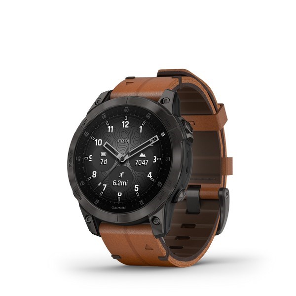 Billede af GARMIN - Epix (Sapphire) Gen 2 smartwatch i titanium m. læderrem