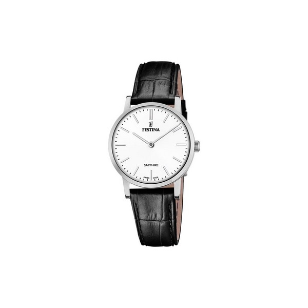 Festina - SWISS MADE dameur i stål m læderrem F20013/1