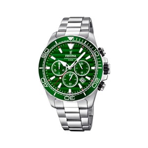 Festina - Chronograf ur i stål med grøn skive | 20361/5