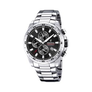 Festina - Chrono Sport ur i stål m sort skive 20463/4