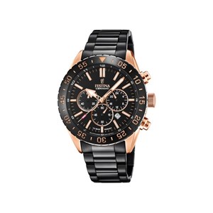 Festina Chrono Ceramik sort/rosegold stål F20578/1