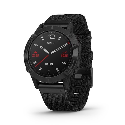 Billede af Garmin fenix 6 - Pro og Sapphire, Sort DLC med meleret sort nylonrem