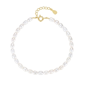 MerlePerle - Armbånd i forgyldt sølv m perle MPB-10252G