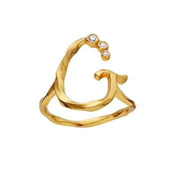 Alfabet ring i forgyldt sølv med bogstavet G fra Maanesten 