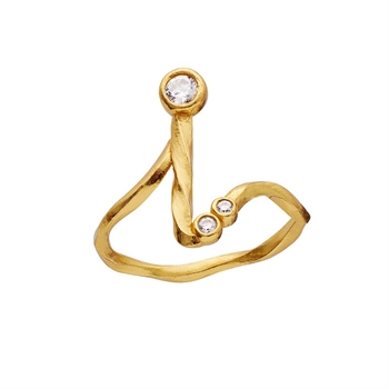 Alfabet ring i forgyldt sølv med bogstavet I fra Maanesten