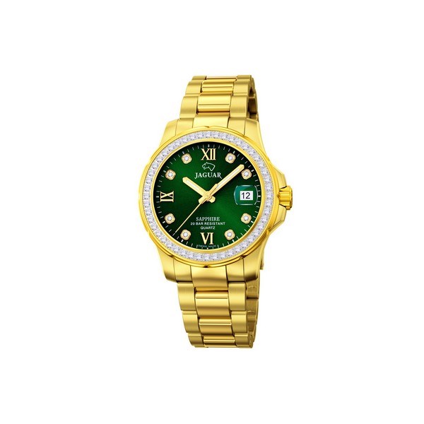Jaguar - Lady\'s Diver ur i guldduble med grøn J895/2