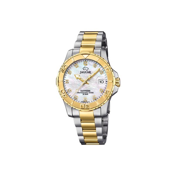 Jaguar - Dame  Lady\'s Diver ur med stållænke og urkasse i bicolor | J896/3