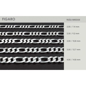 Figaro kæde i sterlingsølv - Flere størrelser og længder
