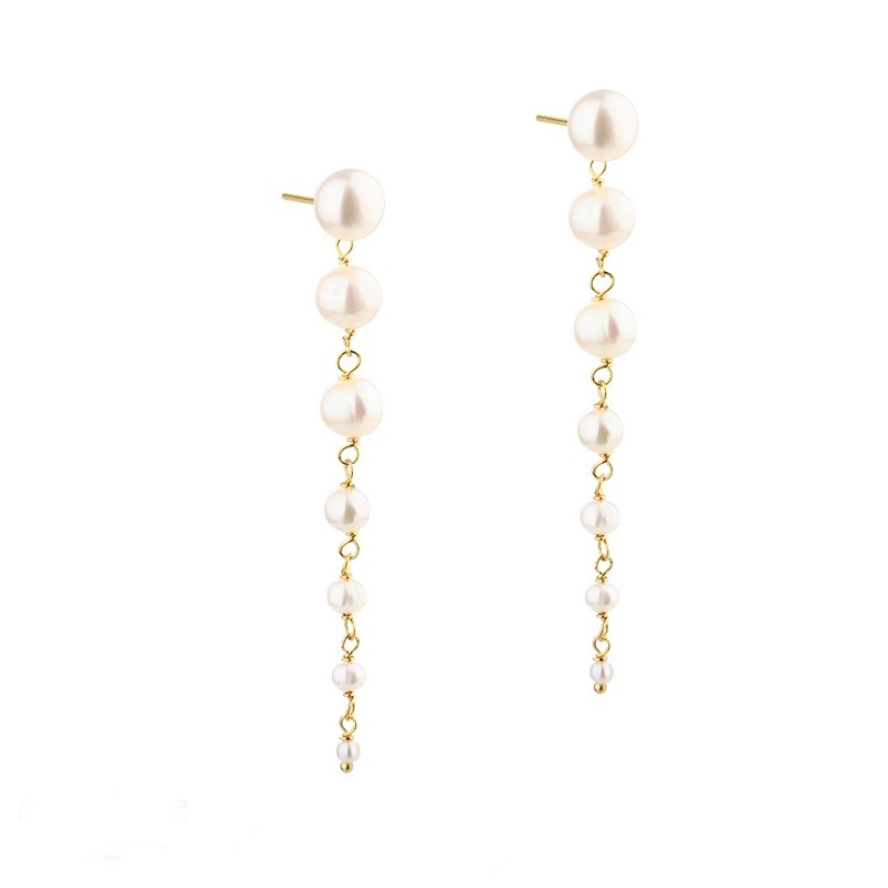  Aqua Dulce - Ghita Long Earstud i forgyldt sterlingsølv