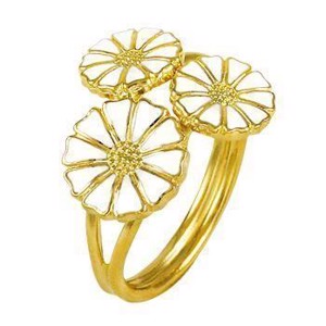 Lund Copenhagen Marguerit ring - 3 stk. hvid forgyldt