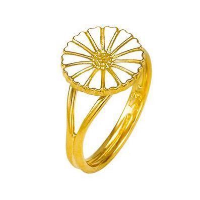 Lund Copenhagen Marguerit ring - 11mm hvid forgyldt