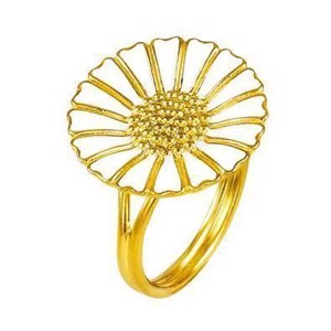 Lund Copenhagen Marguerit ring - 18mm hvid forgyldt