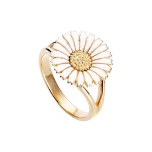 Marguerit ring 15 mm hvid/forg