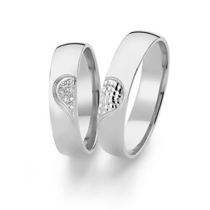 Nuran - Vielsesringe i 14 kt hvidguld m. i alt 0,05 ct brillanter
