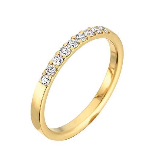 Alliancering i 14 kt guld med 9 brillanter - i alt 0,18 ct.