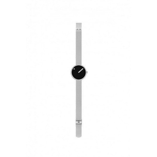 Picto ur - Sort skive, mat stål mesh lænke - 30 mm 43369-0812