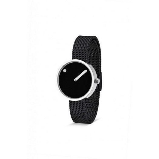 Picto ur - Sort skive, mat IP stål mesh lænke - 30 mm - 43369-1012