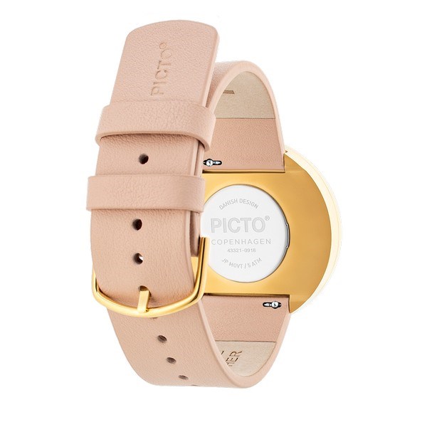 Picto - Hvid skive m nude pink læder rem | 43321-6320G