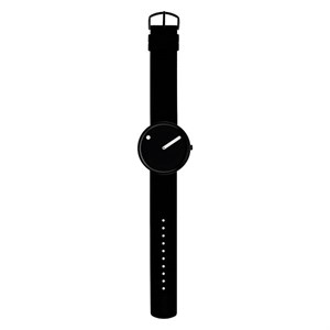 Picto ure - Sort stål med sort silikone rem - 40 mm.