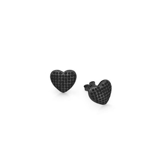 Precious Peak - Hjerte ørestikker i sort sølv med zirkonia 8217021