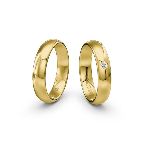 Siersbøl Wedding - Vielsesringe i 9-14kt. guld m. 0,03ct. brillant