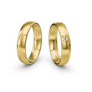 Siersbøl Wedding - Vielsesringe i 9-14kt. guld m. brillanthjerte à 0,021ct.