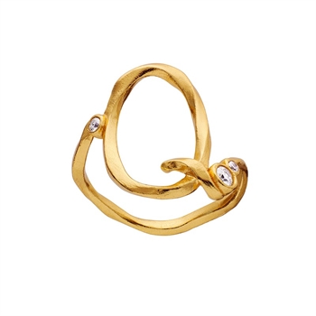 Alfabet ring i forgyldt sølv med bogstavet Q fra Maanesten
