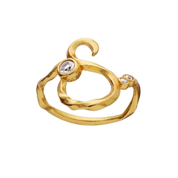 Alfabet ring i forgyldt sølv med bogstavet S fra Maanesten