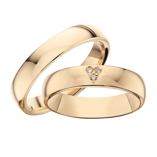 Vielsesringe i 8-14kt guld. 4,5mm m. 3 brillanter 2143