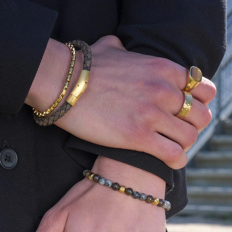 Son of Noa - Herrering i forgyldt stål med hamret overflade