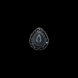 Billede af STORY Charm i sort sølv med dråbe af månesten**