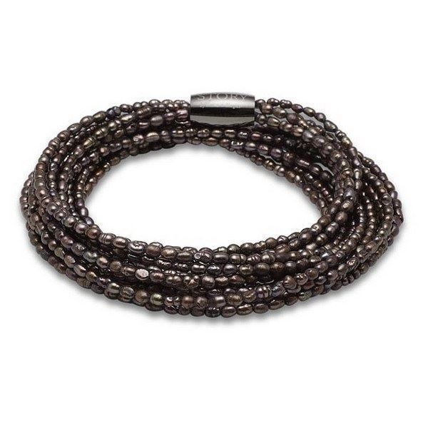 serviet Tyr tekst STORY armbånd med brune perle | 1304753
