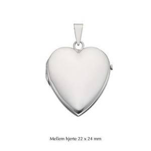 Hjerte Medaljon i sølv - Medium 22x24