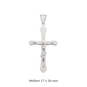 Kors vedhæng med jesus i sølv - Medium 17x26
