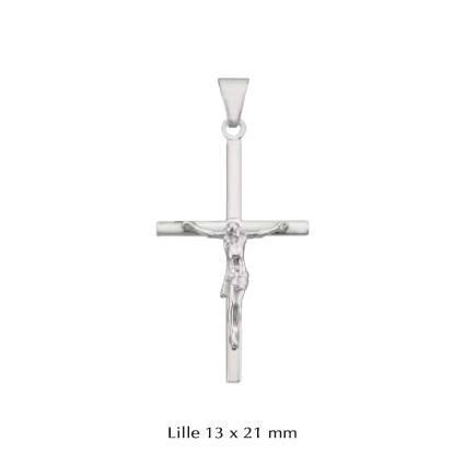 Stolpe kors vedhæng med jesus i sølv - small 13x21