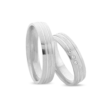 NURAN - Vielsesringe i 14kt. hvidguld m. 0,03ct. brillanter