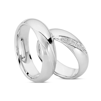 14 kt Hvidguld ringe - Blank med 7x0,01 ct. brillanter