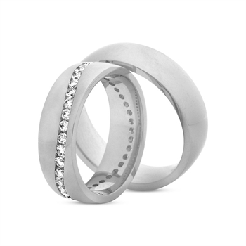 NURAN - Vielsesringe i 14kt. hvidguld m. i alt 0,76ct. W/VS