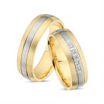 Nuran - Vielsesringe i 14 kt guld og hvidguld m. 5x0,02 ct.
