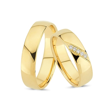 14 kt guld vielsesringe m 5 brillanter fra Nuran A4014