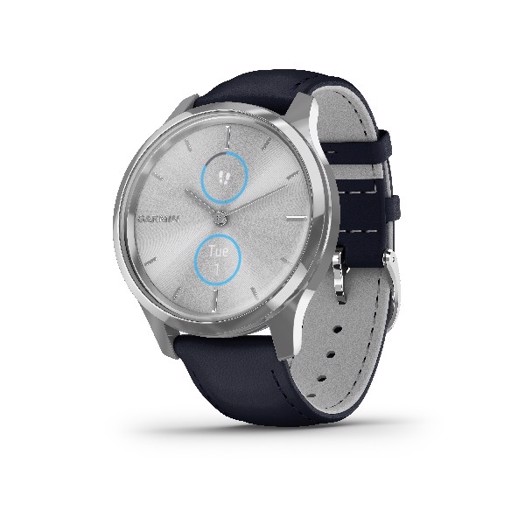 Billede af Garmin - Vivomove Luxe, WW, smart ur med marineblå læder rem.