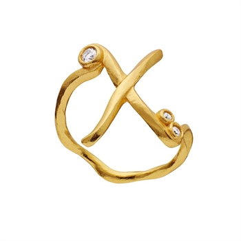 Alfabet ring i forgyldt sølv med bogstavet X fra Maanesten
