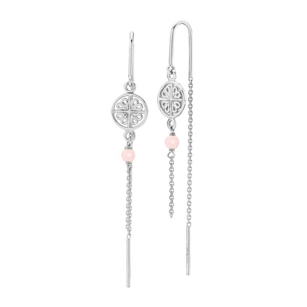 Sistie - Balance øreringe i sølv med pink perle**