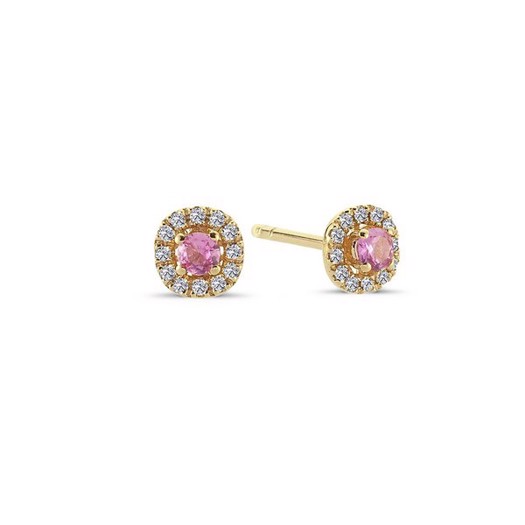 Sofia - Pink safir øreringe i 14 kt guld med i alt 0,12 ct. diamanter